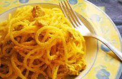 ricetta facile e veloce spagnetti zafferano e pancetta